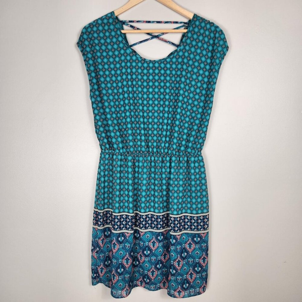 Charming Charlie Pattern Mini Strap Detail Back Dress